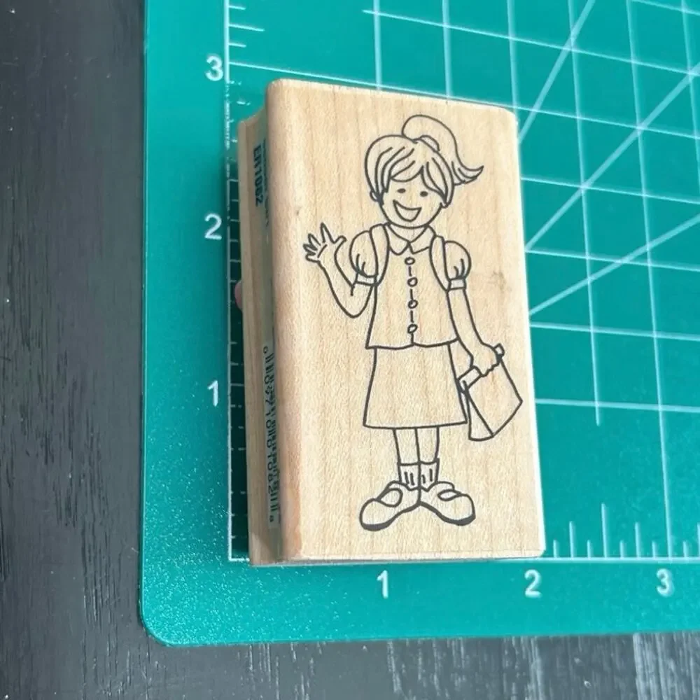 Back to School Boy Girl- Set of 2 preowned 2007- rubber stamps- 2.5x1.5